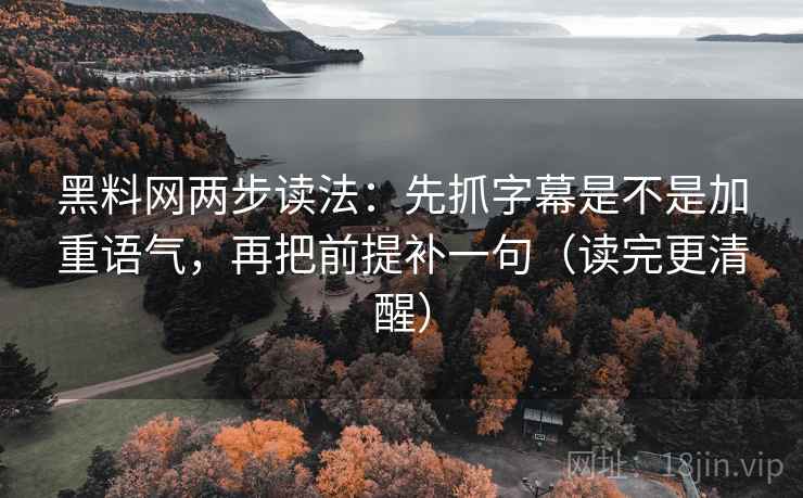 黑料网两步读法：先抓字幕是不是加重语气，再把前提补一句（读完更清醒）  第2张